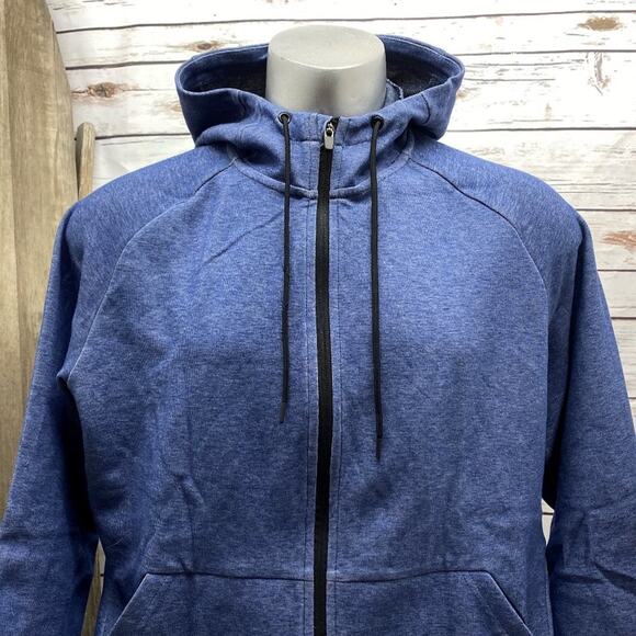 Mens Fleece Full-Zip Hooded Hoodie Active Activewear Fleece Sweatshirt XL Blue - Picture 3 of 7